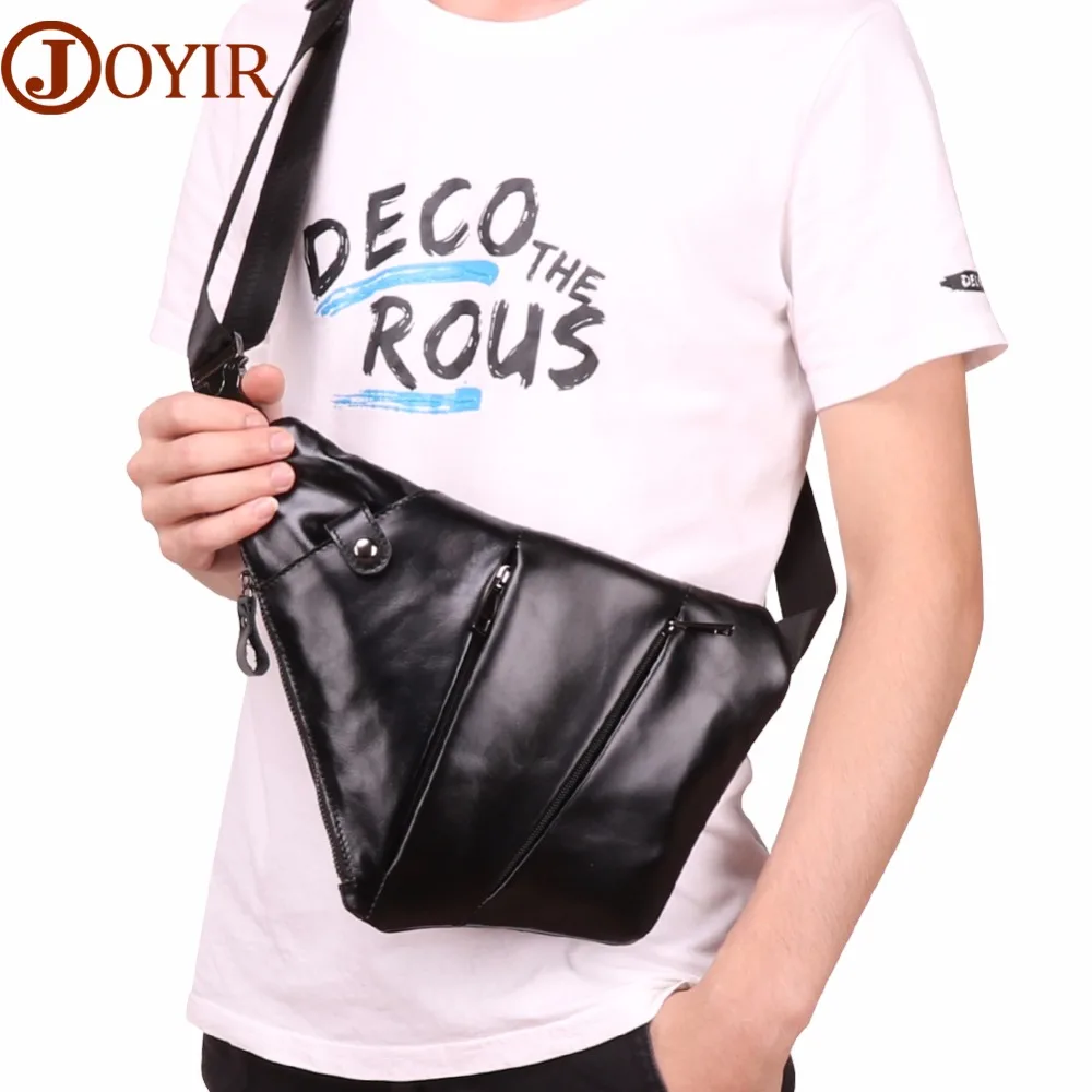 JOYIR Shoulder Bags Men Genuine Leather Chest Bags Single Shoulder Fashion Crossbody Bags for Men Chest Pack Short Trip Bolsa