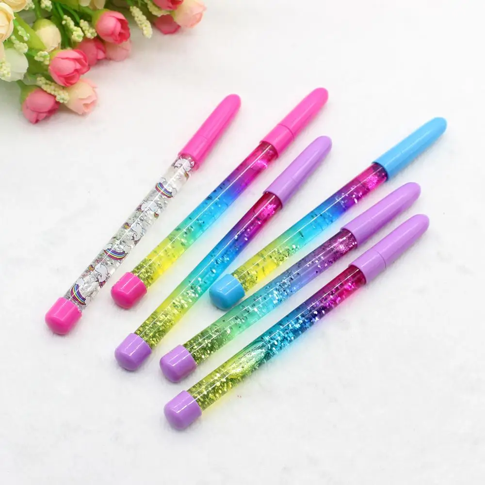 1pc 0.5mm Fairy Stick Creative Rainbow Color Gel Pen Drift Sand Glitter Crystal Pens for Girls Gift Student Writing Stationery