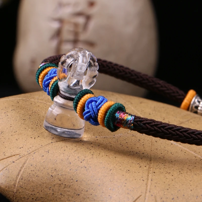 Handmade Tibetan Crystal Dorje Bell Bracelet Braided Bracelet Buddhist Vajra Beaded Bracelet