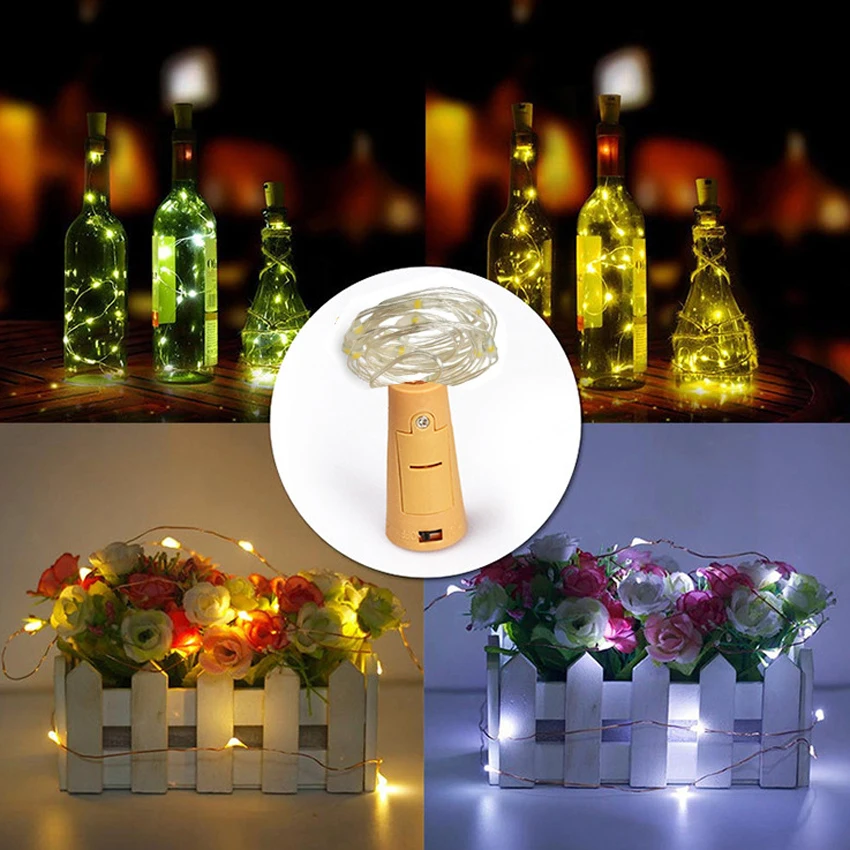 2m 20LED Copper Wire String Light with Bottle Stopper for Glass Craft Bottle Fairy Valentines Wedding Decoration Lamp Party