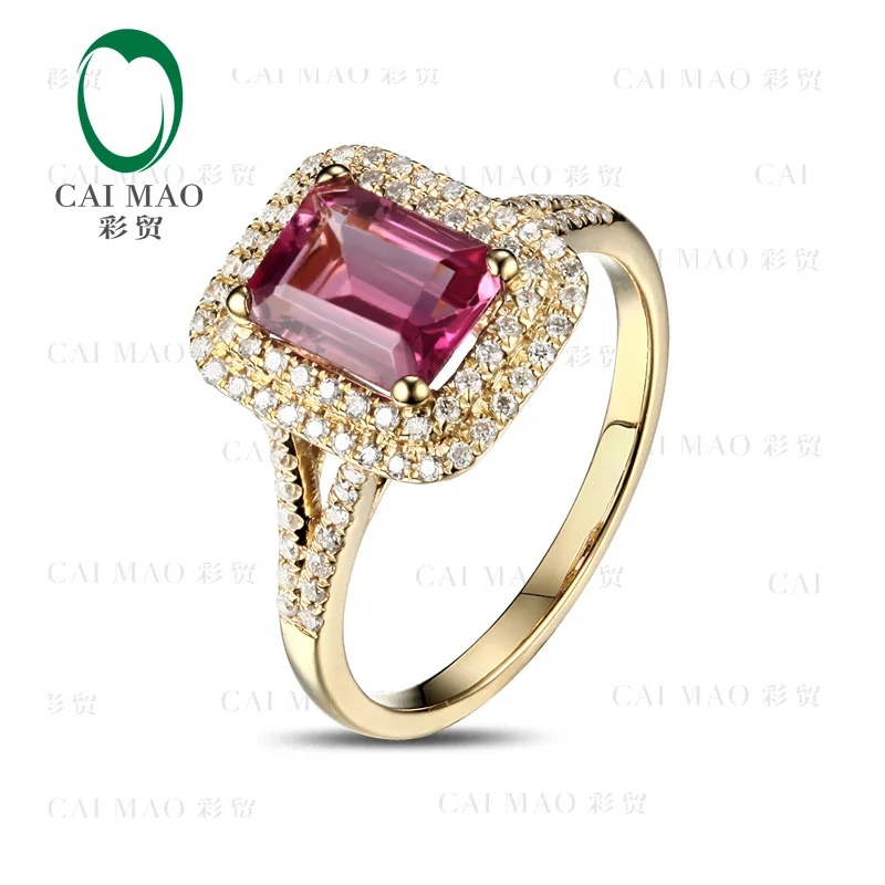 

CaiMao 2.01ct Natural Pink Tourmaline & 0.36ct Diamond 18k Yellow Gold gemstone engagement ring Fine Jewelry