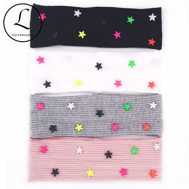 

GZhilovingL Woman Colorful Star Ribbed Headbands HairBands Summer Thin Elastic Headwear Hair Accessories Ladies Girls Head Wraps