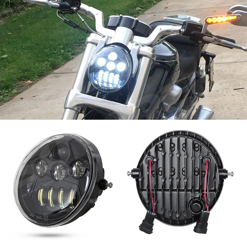DOT E9 Led Headlight Assembly for Harley VROD VRSC VRXSE V-Rod, VRod Muscle Screamin' Eagle CVO V-Rod Motorcycle H4 Headlamp image 2