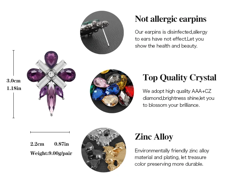 VEYO Luxury Stud Crystal Earrings For Women Vintage Jewelry Top Quality Wholesale