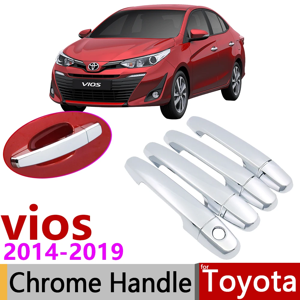 for Toyota Vios XP150 2014 2015 2016~2019 Chrome Exterior Door Handle Cover Car Accessories Stickers Trim Set Fit Yaris Sedan