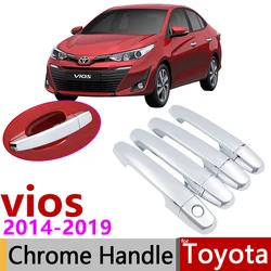 for Toyota Vios XP150 2014 2015 2016~2019 Chrome Exterior Door Handle Cover Car Accessories Stickers Trim Set Fit Yaris Sedan