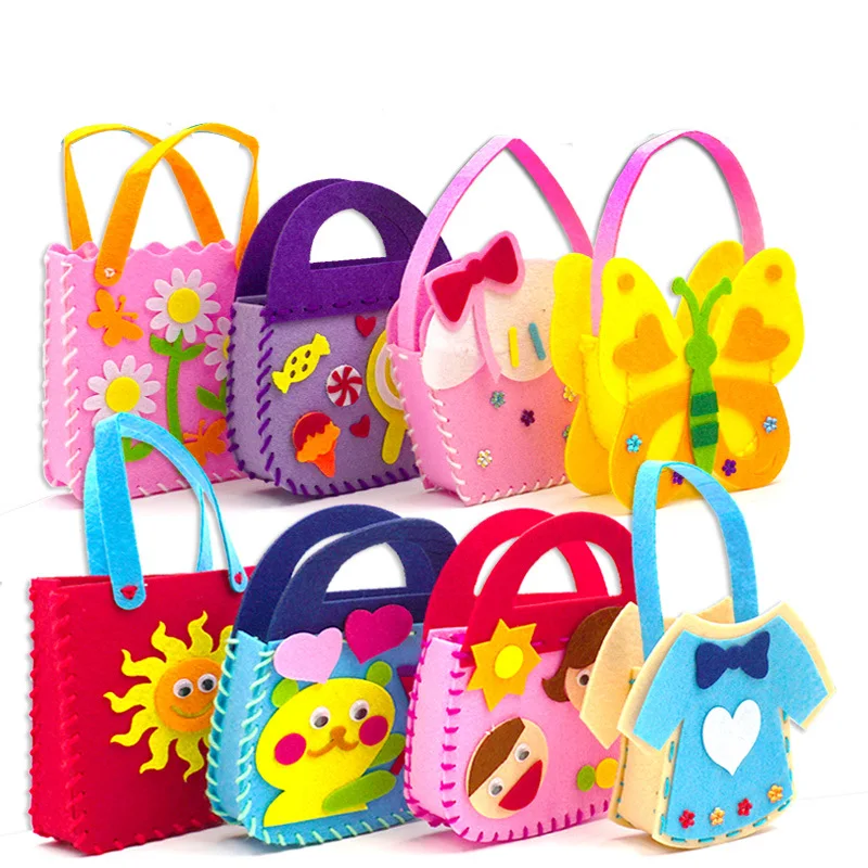 Não-tecido novo artesanato brinquedos para crianças saco rosa menina presente fabricação diy brinquedo animal bolsa artes artesanato brinquedo educativo