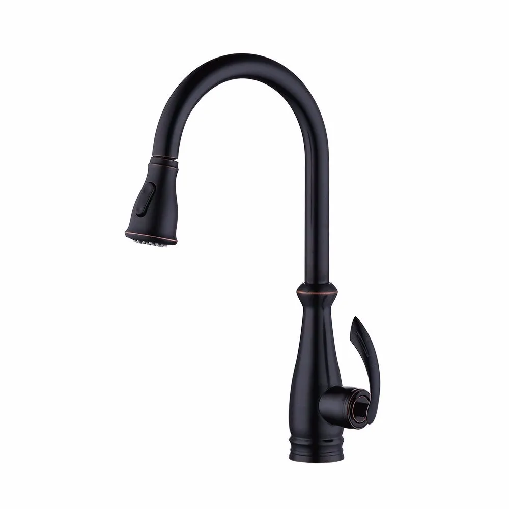 Oil Rubbed Bronze brass Pull Down Kitchen Faucet with two functions Pull Out sprayer, Swivel Spout Singel Lever Mixer faucet-