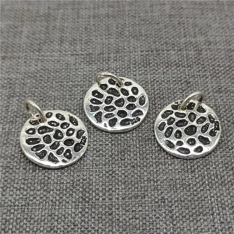 

4 Pieces 925 Sterling Silver Round Disc Charms 11.5mm for Bracelet Necklace11