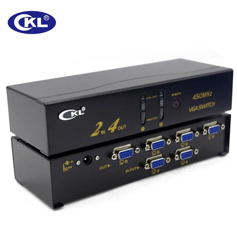 CKL Hoge-end VGA Switch Splitter 2x2 2x4 4x4 met Audio 2048*1536 450 MHz voor PC Monitor Projector TV wih IR Afstandsbediening RS232 Controle