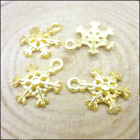 

150 pcs Charms Snowflake Pendant Gold plated Zinc Alloy Fit Bracelet Necklace DIY Metal Jewelry Findings