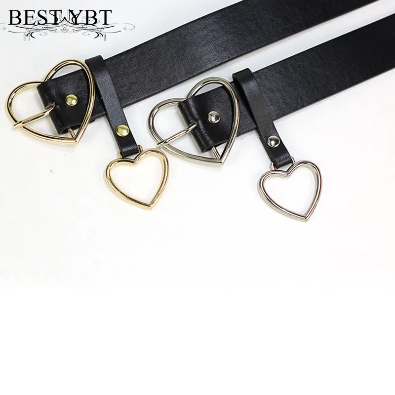 Terbaik Ybt Wanita Sabuk Fashion PU Kulit Logam Jantung Pin Gesper Sabuk Pesta Dekorasi Gaun Ikat Pinggang Wanita Belt Ukuran 105 CM