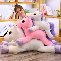 Juguetes de peluche de unicornio bonitos de gran tamaño, caballo rosa y blanco, muñeco suave, Animal relleno, juguetes de gran tamaño para niños, regalo de cumpleaños