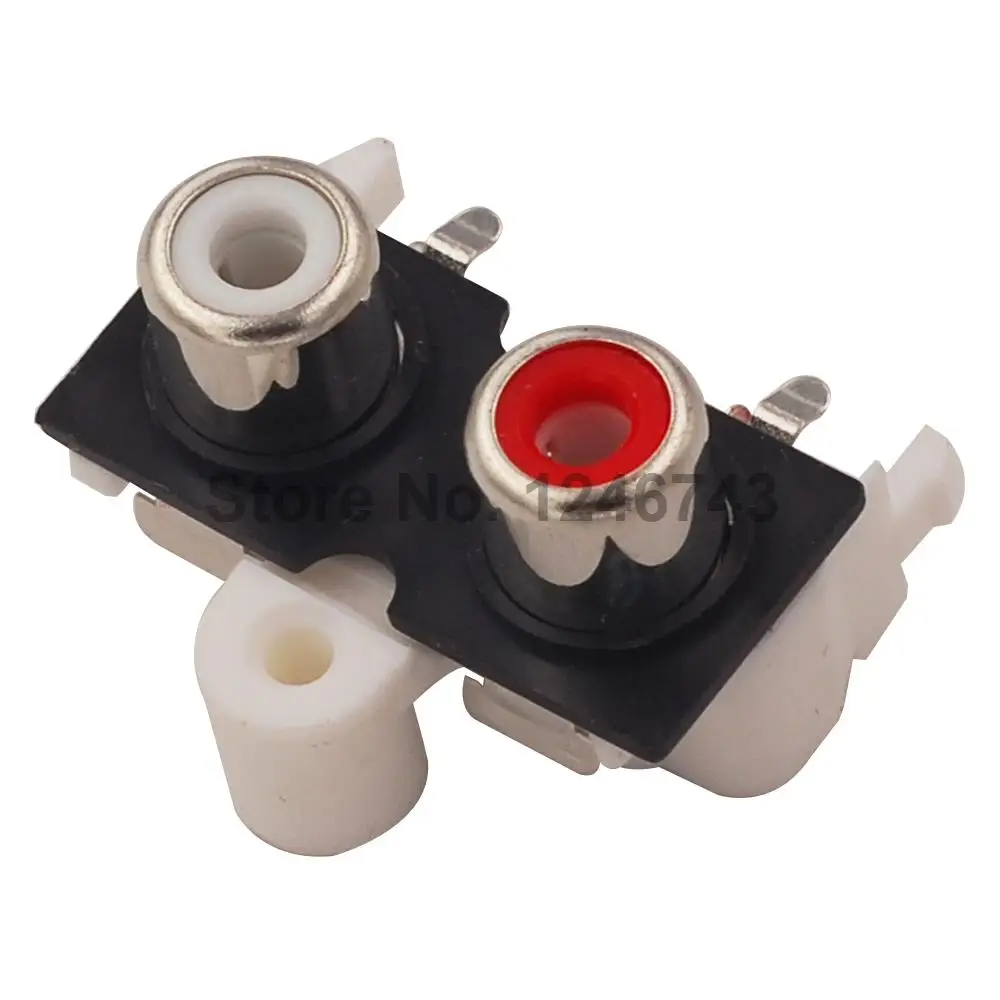 10PCS RCA Seat AV Socket Lotus Socket Audio Signal Input Socket Two-hole Dual-channel Copper Core Lotus Socket
