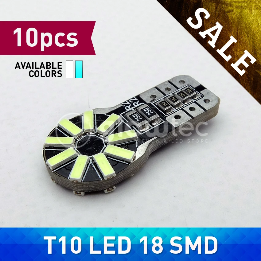 WHOLESALE 10pcs T10 W5W led canbus 194 168 3014 t10 18SMD Canbus No Error Car Auto LED Bulb Indicator Light Lamp GLOWTEC