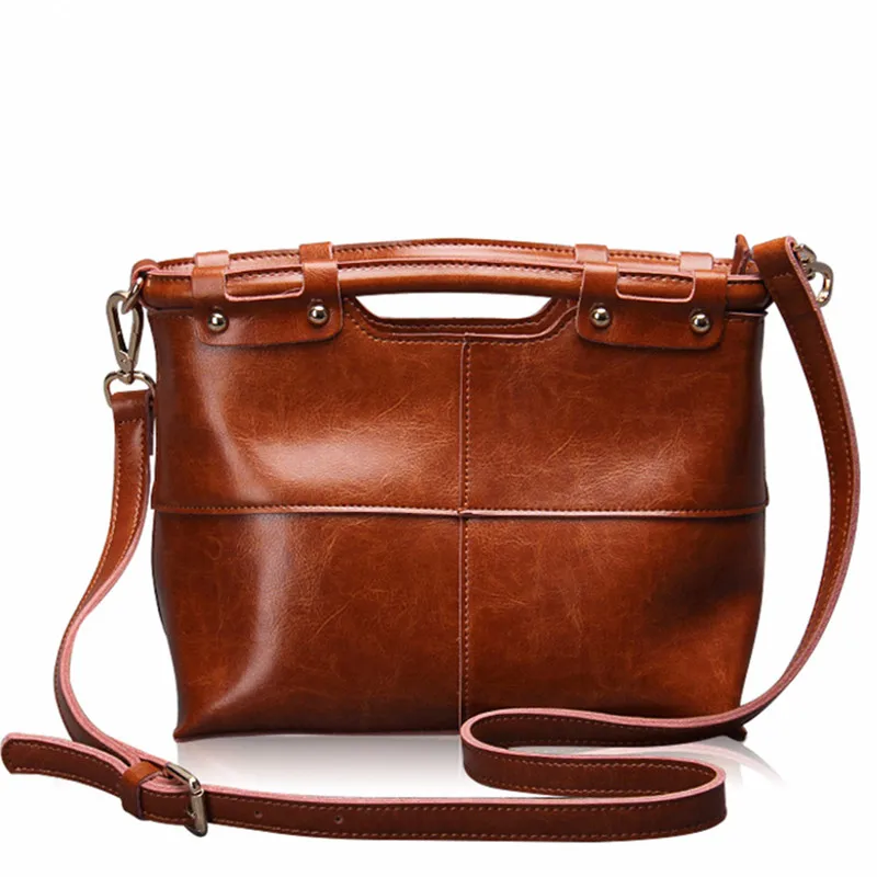 

Genuine Leather Handbags Big Women High Quality Casual Female Bags Trunk Tote Vintage Brand Shoulder Messenger Bag Ladies Large