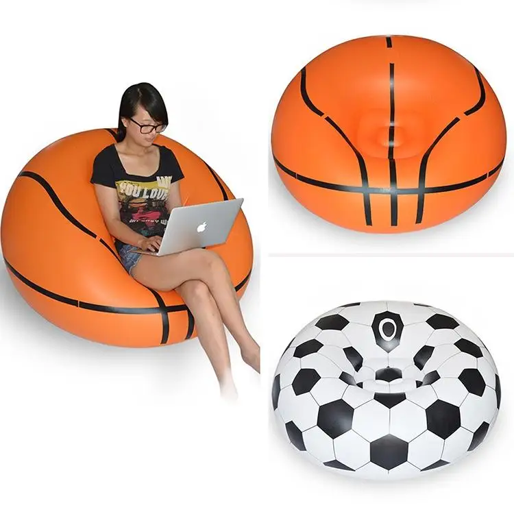 DHL free ship waterproof PVC inflatable seat chairs,instant air filled bean bag chair,football and soccer ball design beanbag