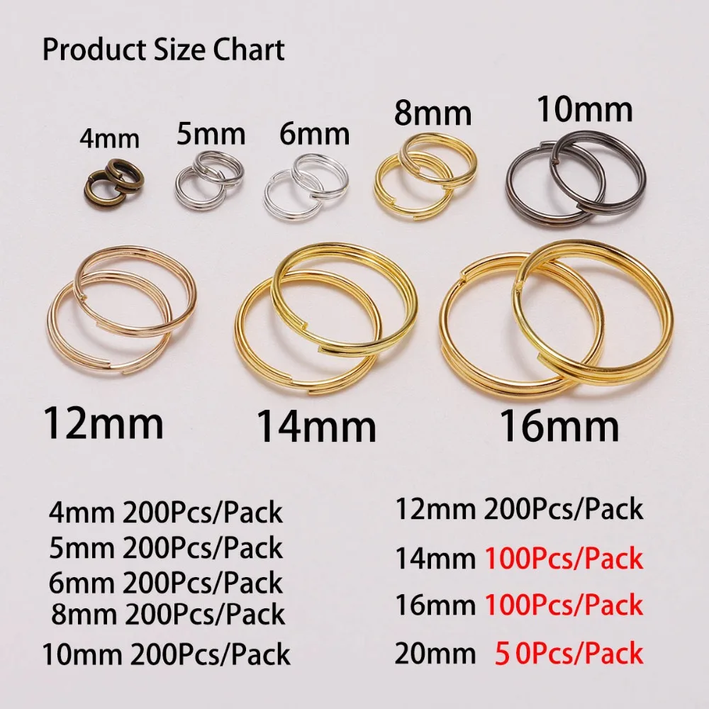 50-200pcs/lot 4-20mm Open Jump Rings Double Loops Split Rings Connectors For DIY Jewelry Making Supplies