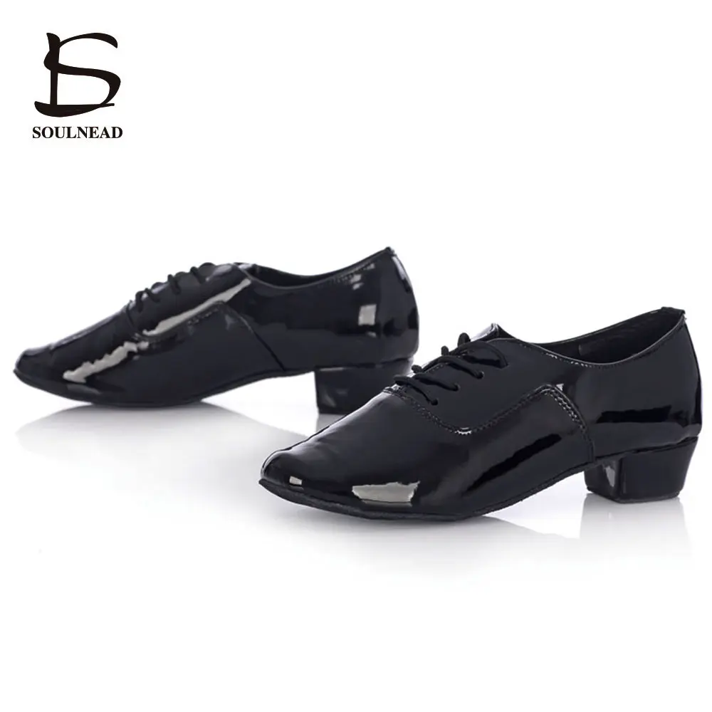 Zapatos de baile latino de Salsa para hombre y niño, calzado de baile de Tango, Jazz, negro/blanco, PU