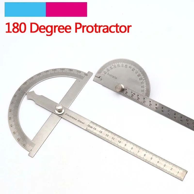 1pcs 145mm 150mm Stainless Steel Round Head 180 degree Protractor Angle Finder Rotary Craftsman Ruler Measuring Machinist Tools