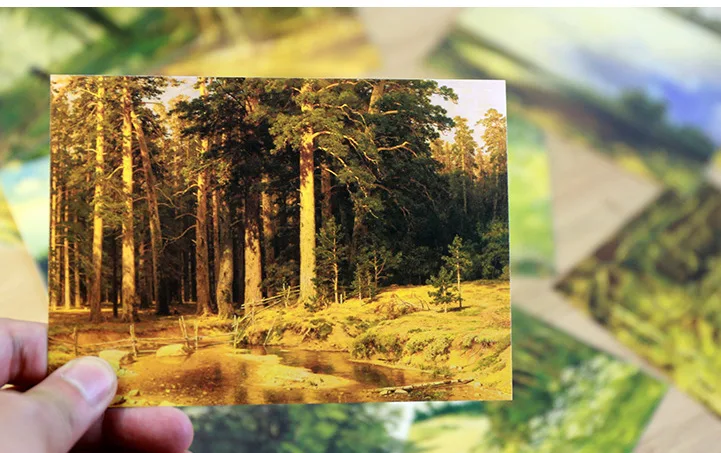 30Sheets/Lot Ivan Shishkin Painting Postcard INS Style Greeting Cards DIY Journal Decoration Gift Card