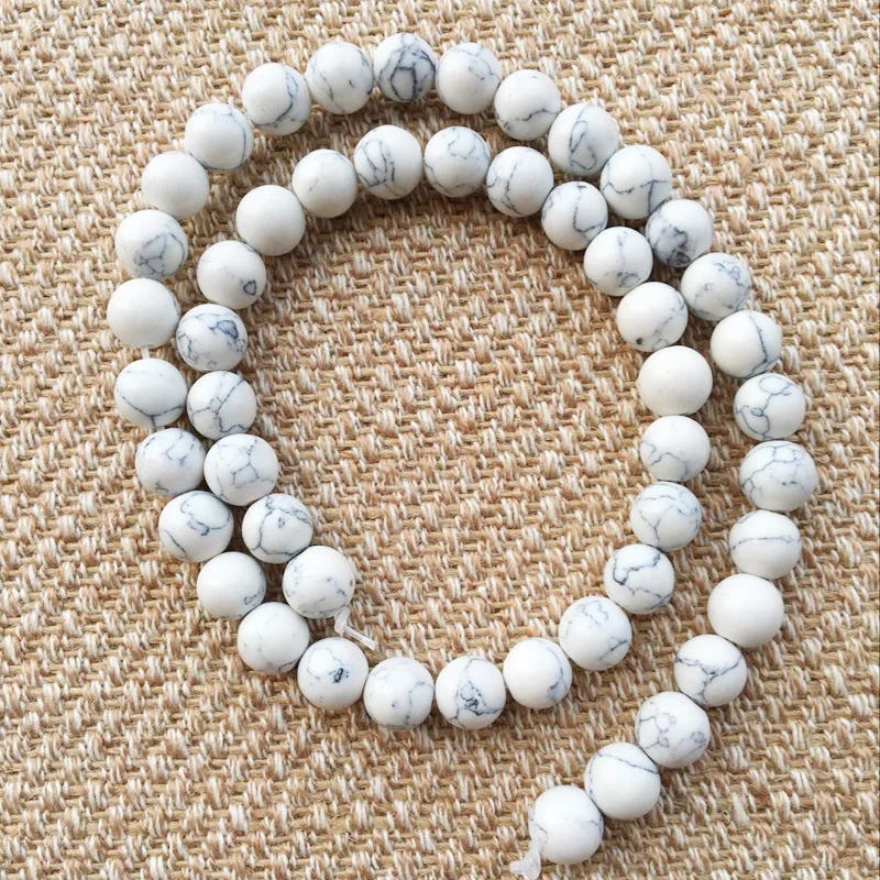 48pcs/lot  8MM White synthesis Stone Beads DIY Making Bracelet Necklace Handmade beaded Findings Imitation marble