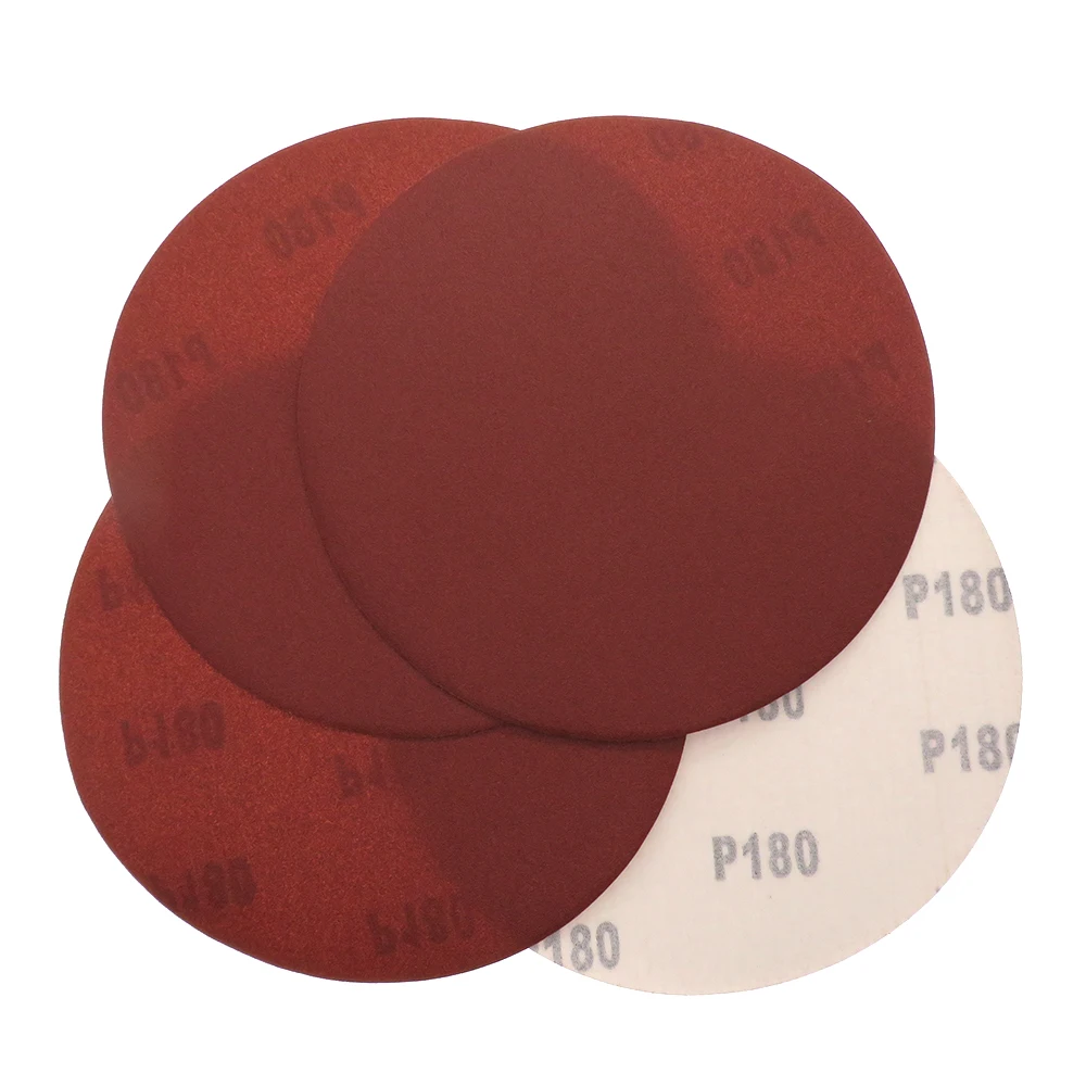 10PCS 7 Inch 180MM Red Sandpaper Aluminum Oxide Sanding Discs Hook and Loop Assorted  40-2000 Grits for Polishing and Sanding