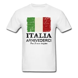 Cotton Vintage Italy Flag T-shirt For Man White T Shirts Mens Clothes Summer Tshirt O Neck Leisure Tops Students Tee Shirt