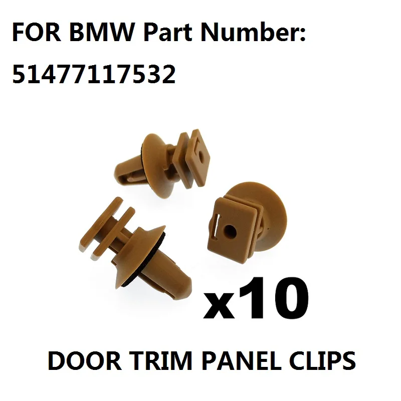 10x For BMW Interior Plastic Clips for Trims on Sill & Door Entrance- Biege Clips New, OE#51477117532