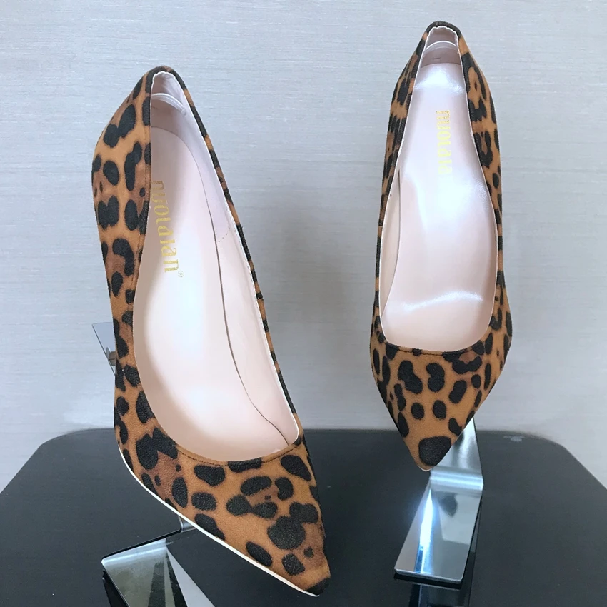 8 10 12CM Women Leopard Pumps Pointed Toe Shoe Woman Faux Suede High Heels Ladies High Heel Pump Shoes Lady Party High Heels