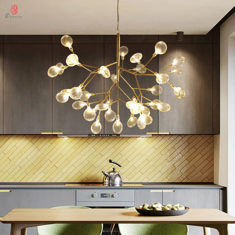 Dynasty Europe Modern LED Pendant Lamp Firefly Hanging Lights Suspending Tree Branch Light Home Decorative Parlor Lounge Hotel