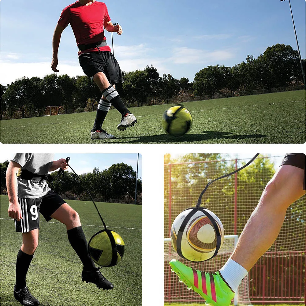 Patada fútbol entrenador entrenamiento de fútbol ayuda manos libres Solo práctica equipo con cinturón de cuerda elástica para los niños adultos Dropshipping. exclusivo.