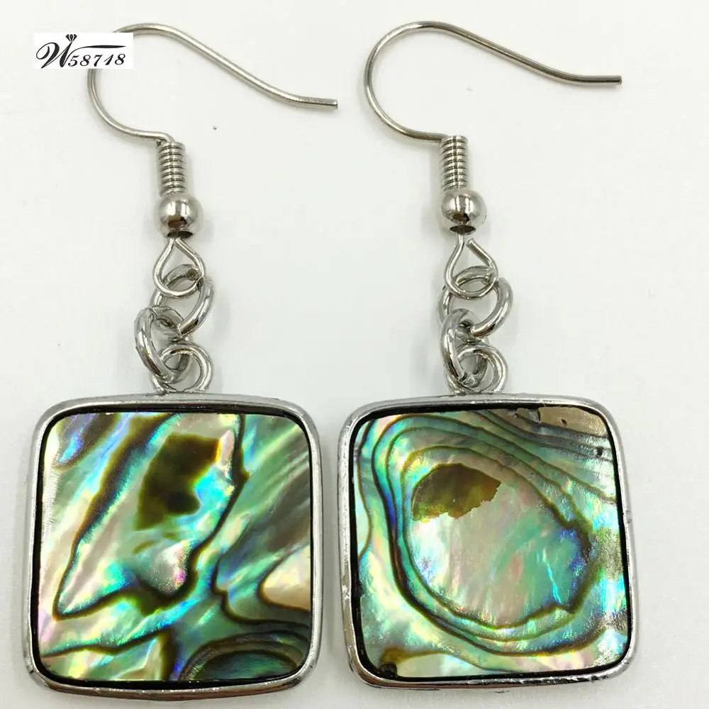 Fashion Jewelry  New Zealand Abalone Shell Oval Women Bead Dangle Earrings Pair C7622