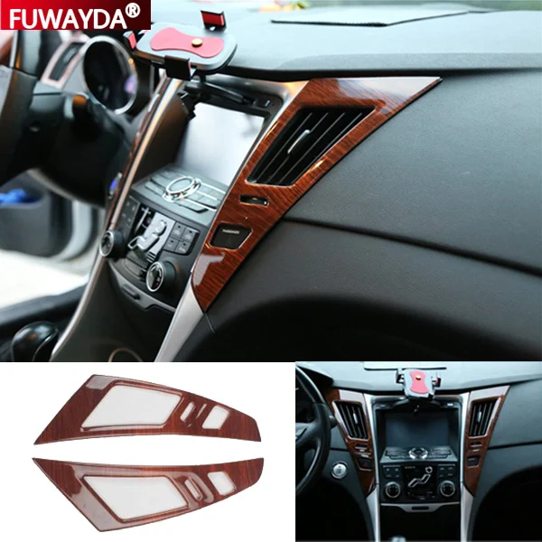 For 2011-2015 Hyundai Sonata 8 Gen Peach wood frame Radio Audio Panel Dash Mount Trim Refitting Kit Fascia Face Surround Frame