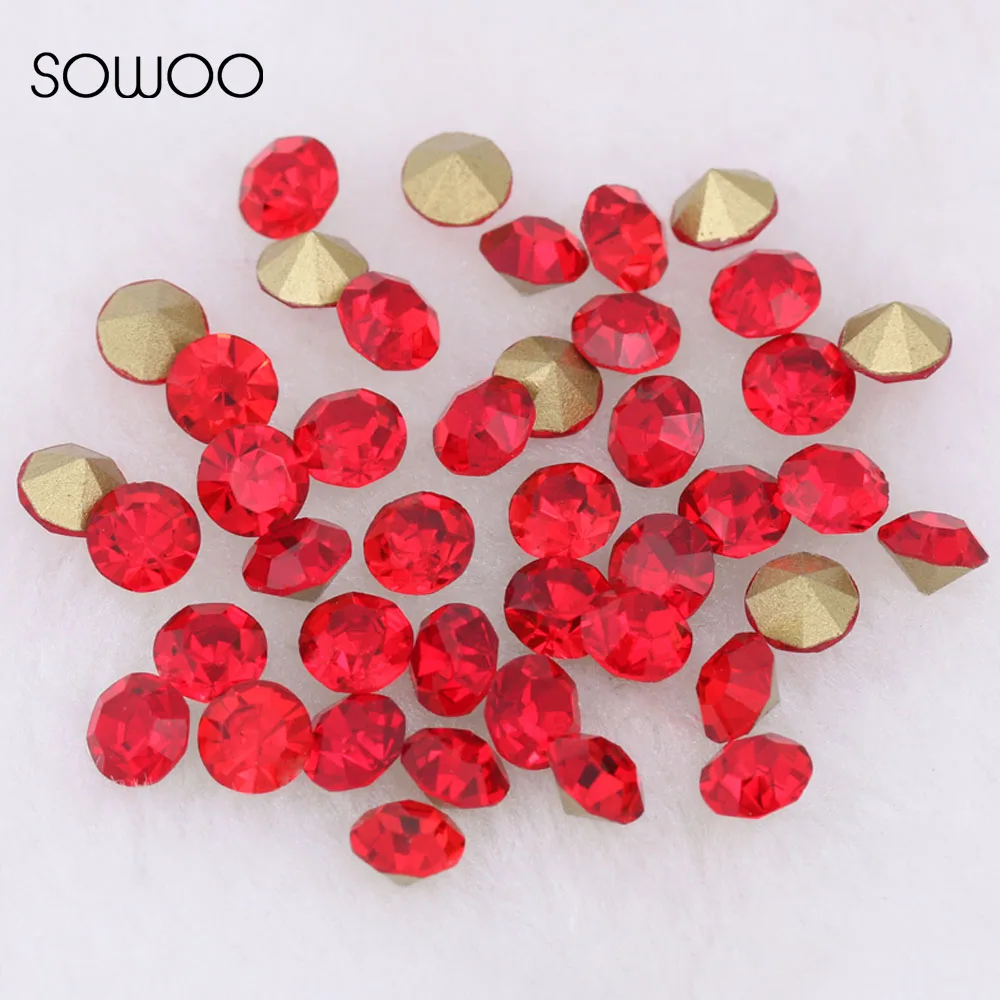 1440pcs/lot 2-6mm sizes Round crystal Fancy stone Pointed back glass red color stone For Choice Jewelry Making