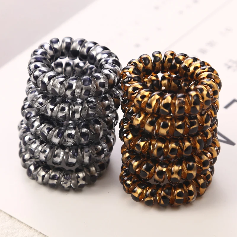 10PCS/lot 3cm Small Telephone Line Hair Ropes Girls Leopard Elastic Hair Bands Kid Ponytail Holder Tie Gum Hair Accessories