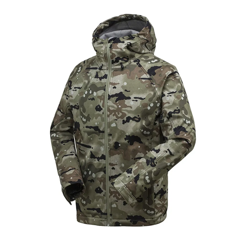 

GSOU SNOW Outdoor Men's Soft shell Jacket Hiking Camouflage Hooded Jacket Waterproof Windproof keep warm Camping Fleece Coats