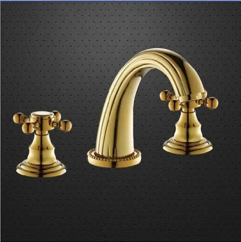 

8" Widespread Lavatory Sink faucet mixer tap gold clour 3 Pieces