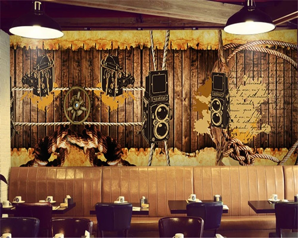 

beibehang custom wallpaper 3d seamless retro nostalgia casual Cafe Bar murals sofa background wall paper theme papel de parede