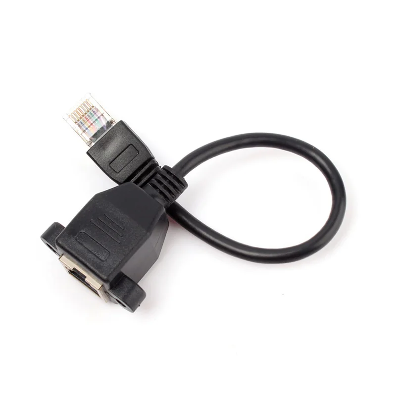 30CM 0.3M orecchio RJ45 maschio a femmina vite montaggio a pannello Ethernet LAN prolunga di rete 1:8