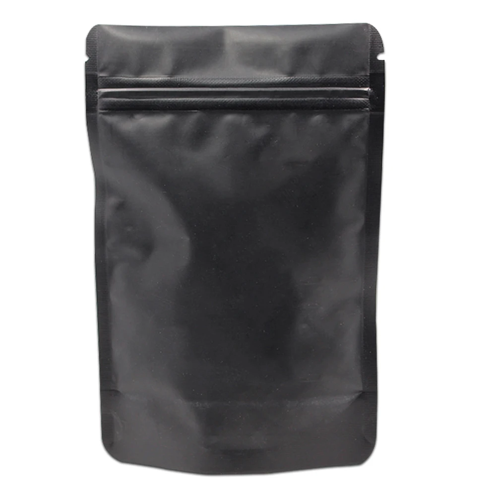 

Matte Black Stand Up Zipper Mylar Package Bags Doypack Reclosable Pure Aluminum Foil Ziplock Bag for Spice Tea Coffee Storage