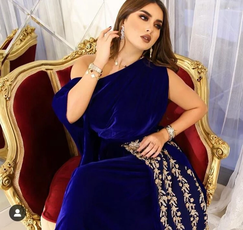 Vestido de noche de caftán de dubai, traje largo de encaje con cuentas, color azul real, formal, árabe, para fiesta, novedad de 2022