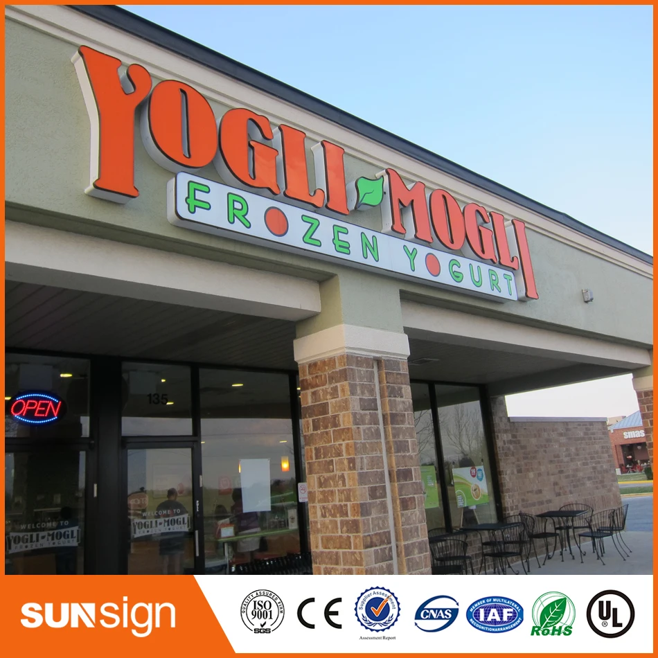 Manufacturer custom LED logo store front lighting signs