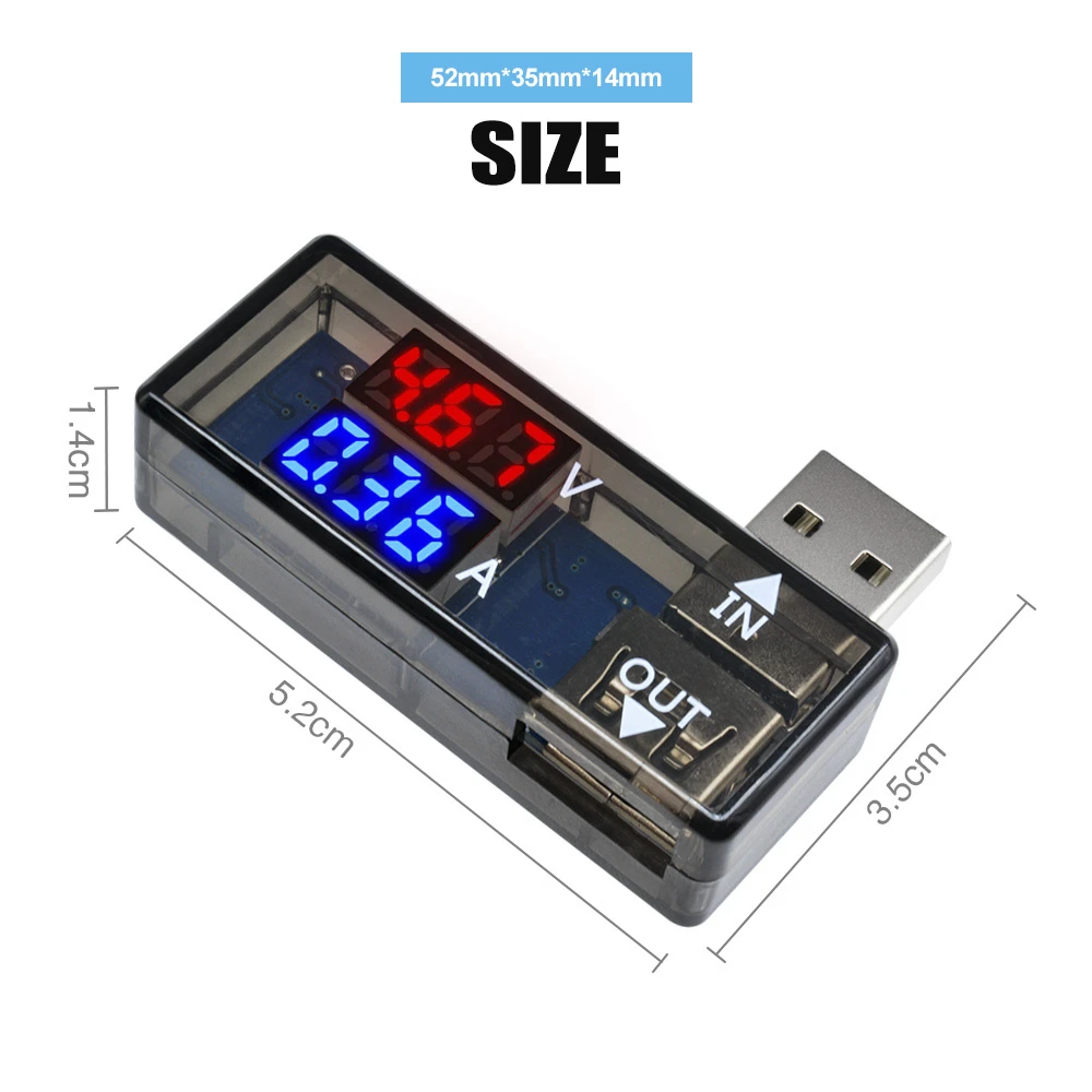 USB LED ดิจิตอลโวลต์มิเตอร์แอมป์มิเตอร์เครื่องทดสอบ USB เครื่องทดสอบแรงดันไฟฟ้าปัจจุบันเครื่องตรวจจับสีแดงสีน้ำเงินแสดงผลแบบคู่ DC 12V 3A