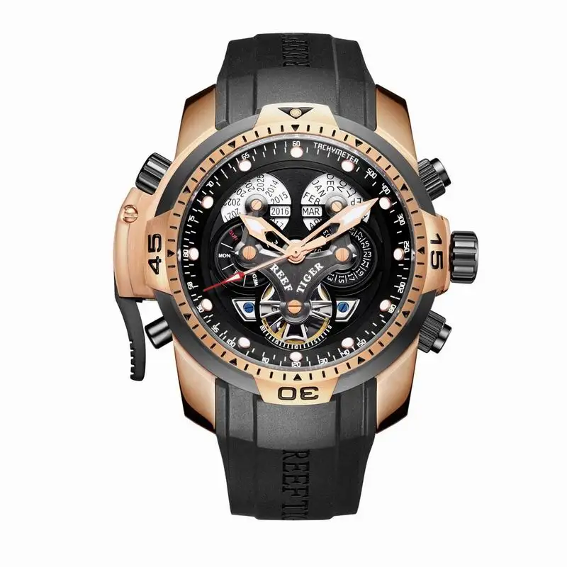 Reef Tiger/RT Designer Sport Mens Watch with Perpetual Calendar