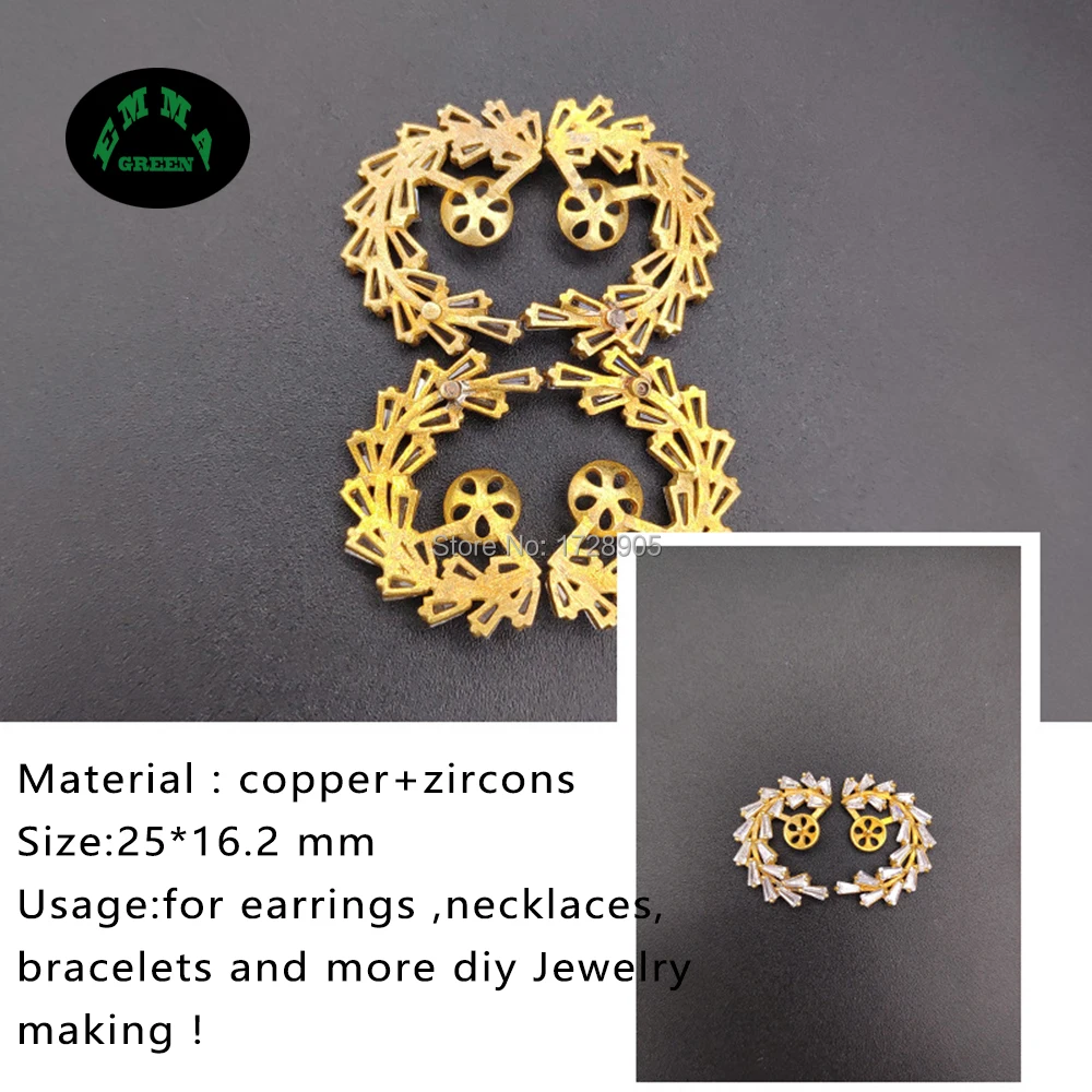 Zircon Windmill Flower Gold or Silver Button 100pcs Crystal Zircon Finding for Earrings Flower Zircons Accessories embellishment