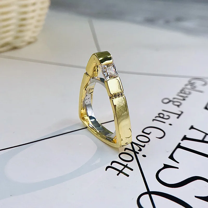 Vintage Female Zircon Stone Ring Unique Style Crystal Silver Gold Color Wedding Ring Promise Engagement Rings For Women