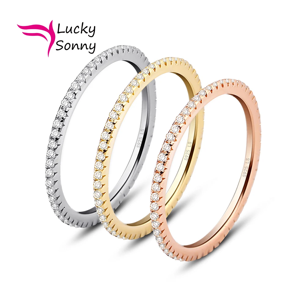 Luxury Wedding Rings Set Three Color Plating Trendy Women Ring Micro Paved CZ Joyas 100% 925 Sterling Silver Ring Free Shipping