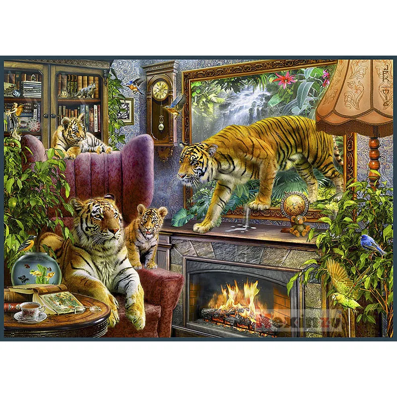 

Full 5D DIY Square Diamond Painting Cross Stitch -Tiger world- 3d Round Embroidery Mosaic Resin Home Decor Gift WW-415451