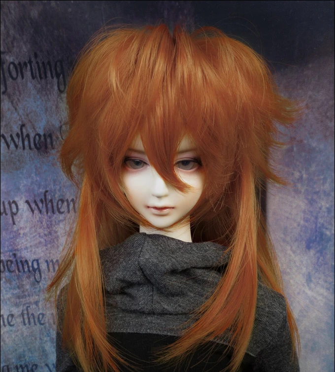 

D01-P116 children handmade toy 1/3 1/4 Doll Accessories BJD/SD doll wig Anti-warp long hair orange red 1pcs